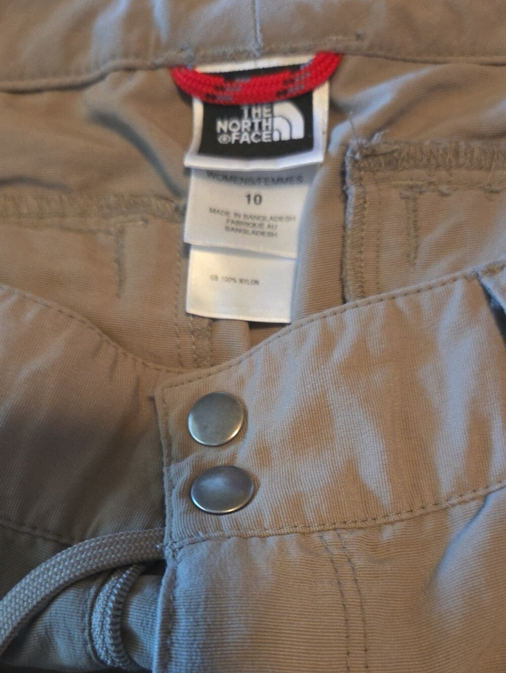 The North Face Women's Khaki Cargo Pants with Snap Closure